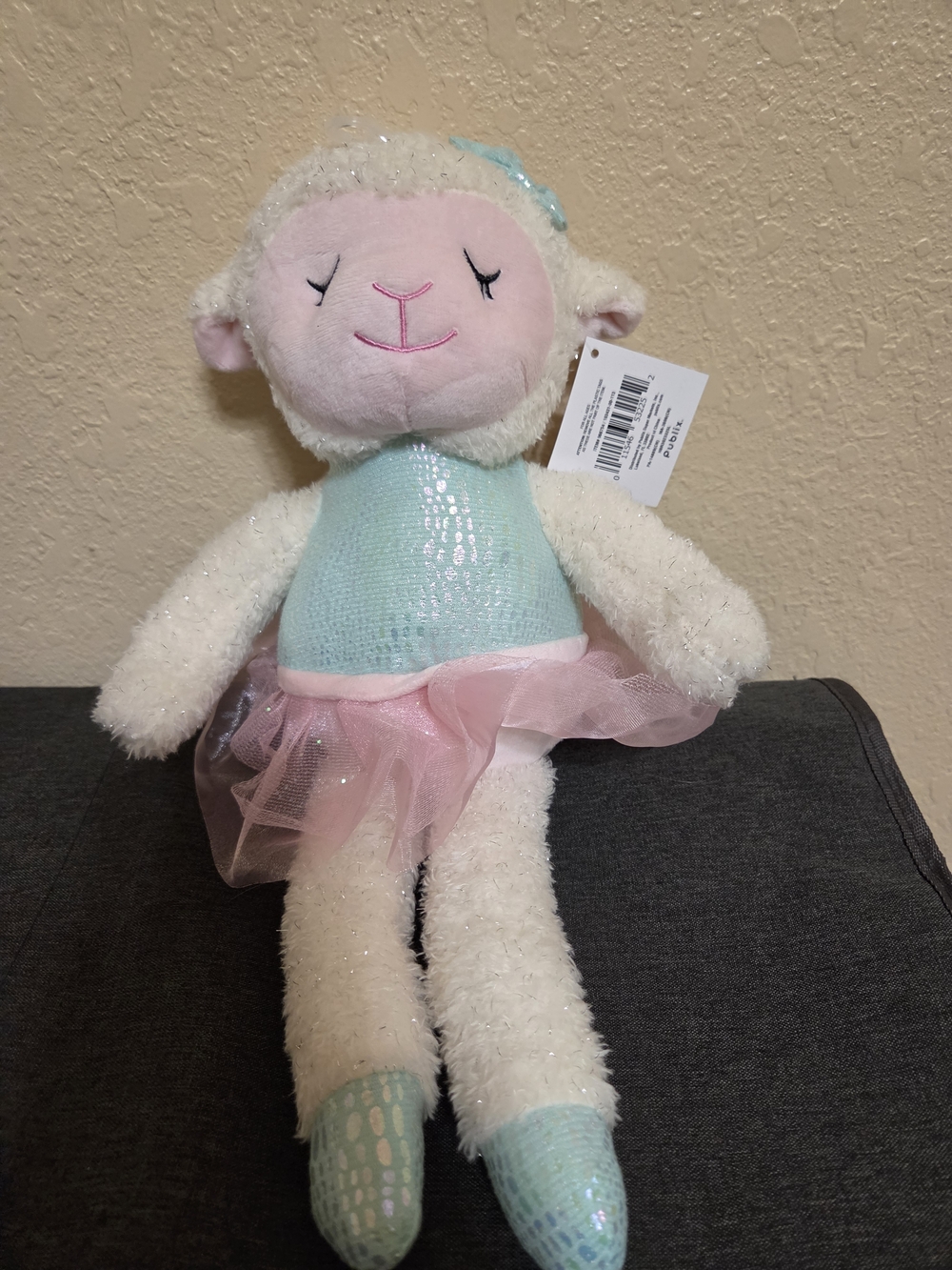 Plush Lamb Doll in Mint and Pink
